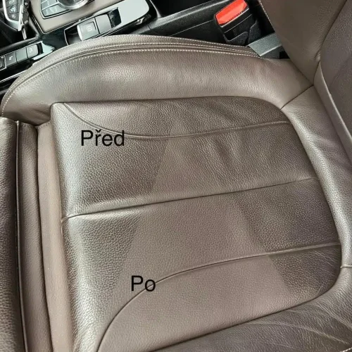 Kožené sedadlo před a po čištění